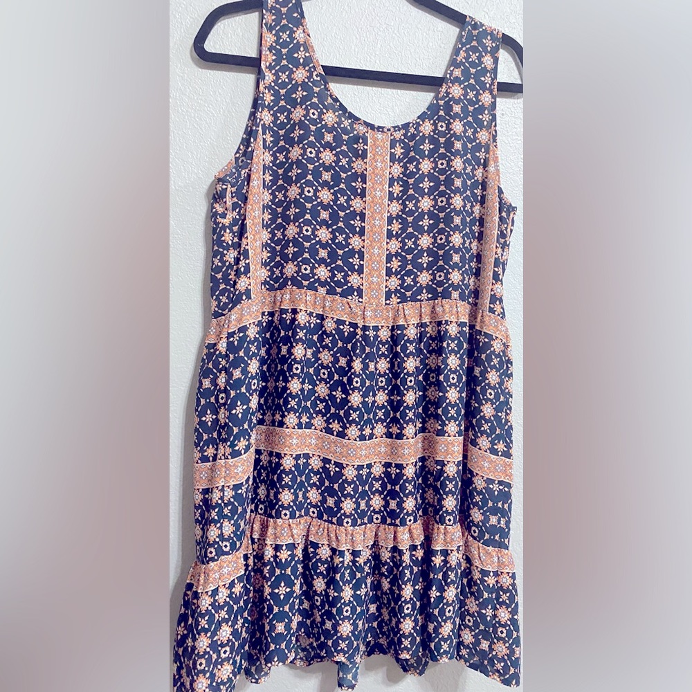 Altar’d State size Large Navy blue boho print empire waist dress - Picture 6 of 8